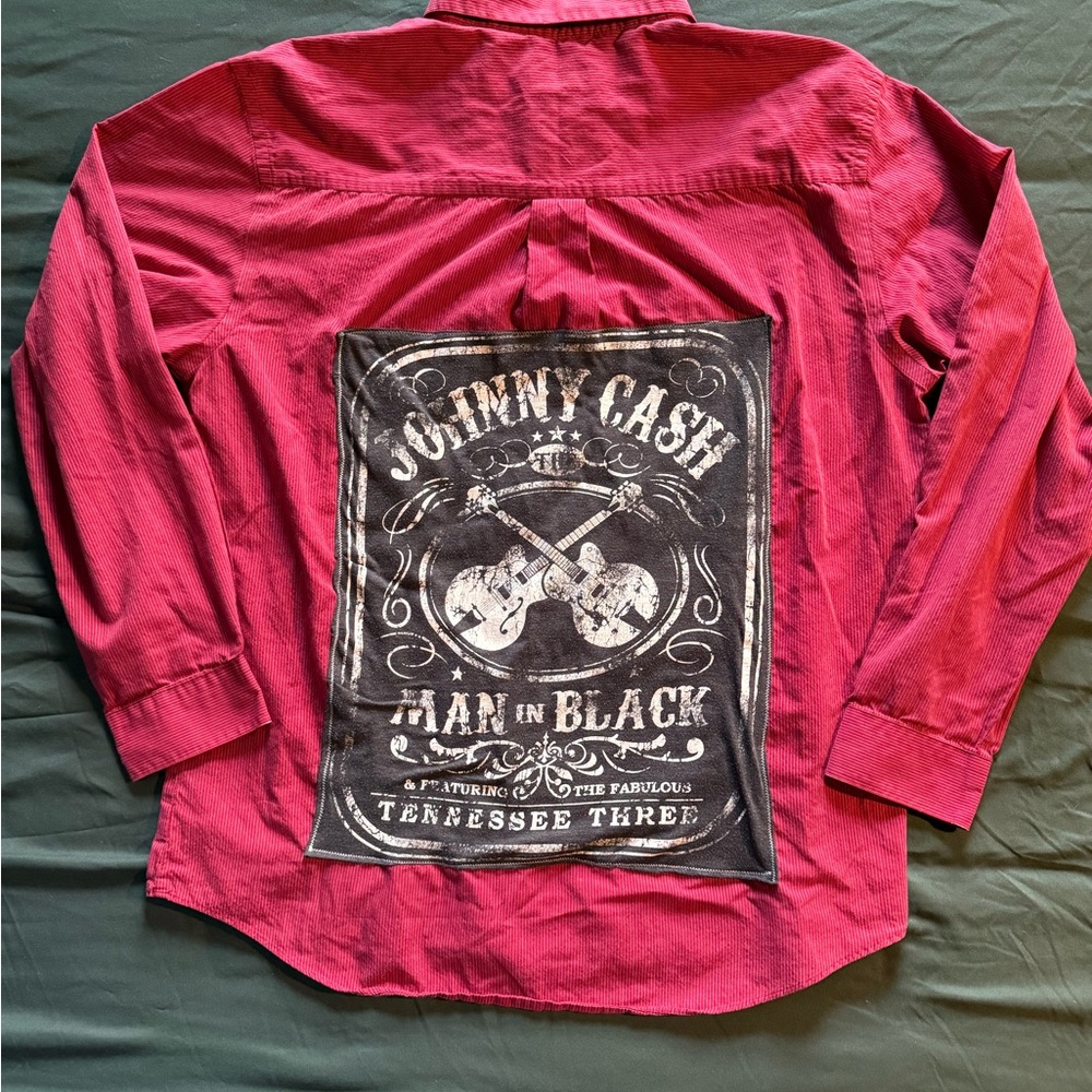 Custom Johnny Cash Upcycled Button-Up Shirt